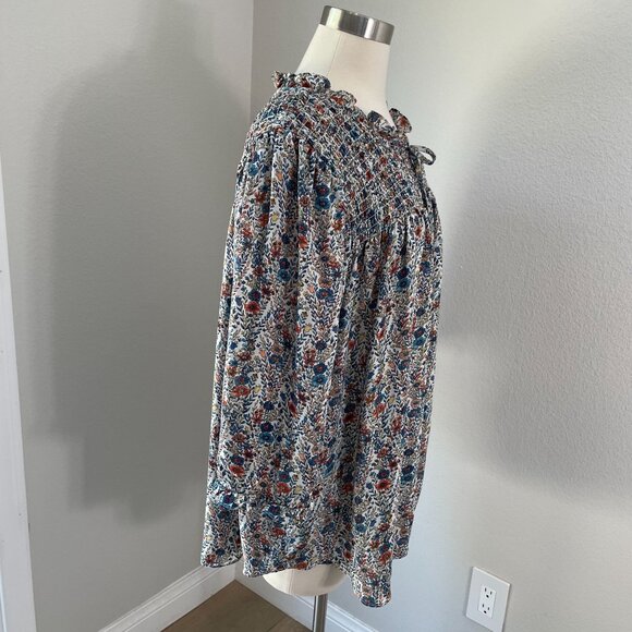 Rose+Olive Womens Plus 2X Floral Smocked Blouse Ruffled Neckline 3/4 Sleeves Top - Picture 3 of 11